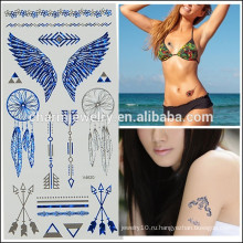 OEM оптовой горячей продажи нескольких дизайн цветной металлик татуировки тела тело временные татуировки наклейки для леди V4620
